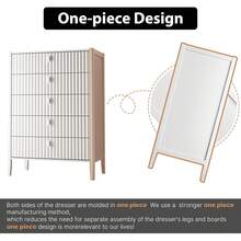 BVFUKA White 5 Drawer Dresser, Fluted Wood Chest Of Drawers For Bedroom, Modern Dresser With Deep Drawers For Clothes, 32 Inch Tall Nightstand For Bedroom, Living Rooms, Offices, And Entryways - 白色 - 查看 6