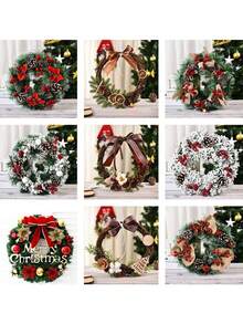 1pc Christmas Pine-Needle Wreath For Front Door Snowflake Snow Ball Pinecone Berry Clusters Ornaments Wreath For Winter Holiday Christmas Party Decorations Home Decor Christmas Decorations Room Decor Christmas Decorations Home Christmas Gifts Christmas Decor - Multicolor - View 4