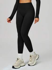 MASKERT Women's Yoga, Fitness, Casual, Sports Pants, Flare Pants, High Waist Running, Quick Dry, Butt Lifting, Yoga Pants, High Elasticity, Skin-Friendly Leggings - Black - View 4