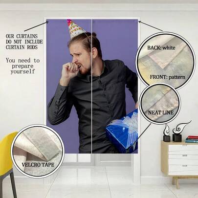 1 Piece Customized Personalized Curtain, Can Be Customized With Any Picture, Any Style, Princess Style, Childlike Style, Holiday Customization, Home Decoration, Bedroom Door Curtain, Living Room Partition Door Curtain, Shoe Cabinet Curtain, Bathroom Door Curtain, Dishwasher And Washing Machine Partition Door Curtain, No Pole Design, Easy To Install, With Hook And Loop Included.