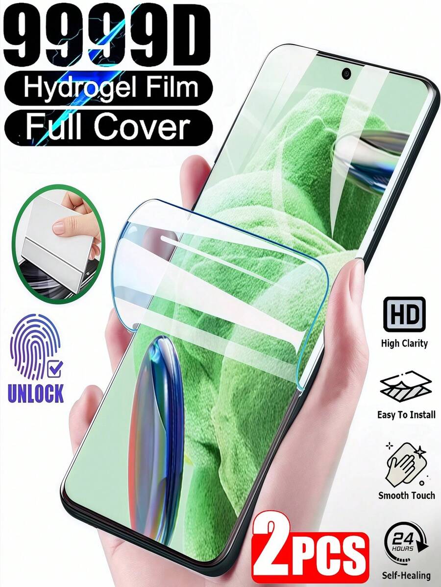 Bộ 2 miếng dán màn hình Hydrogel HD tương thích với iPhone 17 Air 16 15 14 Pro Max/Tương thích với Samsung Galaxy S26 S25 S24 Ultra A56 A55 A36 A35 FE A17 A07 A16/Tương thích với Poco Redmi Note 13 14 15 Pro Pro+/Tương thích với /Honor Magic 5/6/7 Lite và nhiều dòng máy khác. Miếng dán màn hình mềm (không phải kính cường lực), không bọt khí, dễ dán, mở khóa bằng vân tay, chống trầy xước, bền.