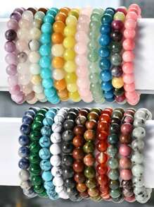 7/14/28 件/套天然石串珠可调节手链，不对称石手链适合男女，适合日常佩戴和完美的礼物 - 彩色 - 查看 6
