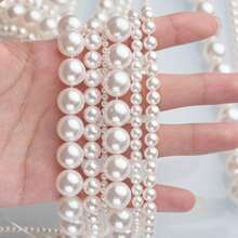 [Multiple Sizes] Pearl Beads 2mm-16mm, 16 Inches/Strand | High Quality Near-Round Shape, Strong Luster, Scratch-Resistant | DIY Jewelry Making Materials, Handmade Jewelry Accessories - White - View 1