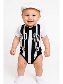 Baby Bodysuit Themed Team Santos Black Football Kids Unisex S To G Boy Girl Baby Gift