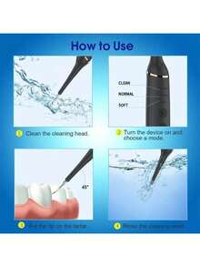 Electric Tooth Cleaner, Powerful Ultrasonic Plaque Remover For Teeth With 5 Modes - Tooth Cleaner, Gum Care, Teeth Cleaning, IPX6 Waterproof, Tartar Removal, Fresh Breath, Oral Care, USB Charging - màu đen - Xem 9