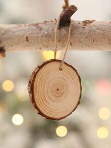 10 piezas de adornos navideños, adornos redondos de estilo rústico para colgar, decoraciones en blanco para manualidades de árboles de Navidad, fiestas navideñas, paredes de estilo campestre y decoración del hogar