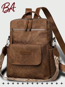 防盗复古PU软皮背包，多功能时尚日常包，多口袋轻便旅行包，大容量简约背包，便捷背包，适合学生、护士、教师、商务人士、旅行、商务、通勤、购物、办公、约会、徒步、训练、工作，生日礼物、节日礼物，背包 - 彩色 - 查看 18