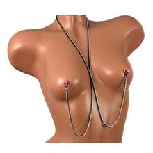 Nipple Ring Necklace (No Piercing Needed) - Women's Fake Nipple Ring, Sexy Double Chain Necklace - Sexy Body Chain - Multicolor - View 6