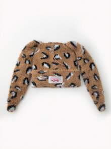 1pc Men's Fashion Leopard Print Faux Fur Lop-Eared Rabbit Letter Patch Knit Beanie Hat, Suitable For Autumn/Winter Daily Wear And Outdoor Activities - A - View 4