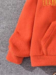 Felpa con cappuccio in pile con grafica di zucca di Ognissanti e ricamo di lettere per ragazzi