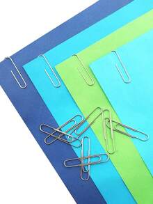 100/200/300pcs Metal Silver Paper Clips, Stainless Steel Bookmark Paper Clips Organizer, Office And School Supplies - Multicolor - View 2