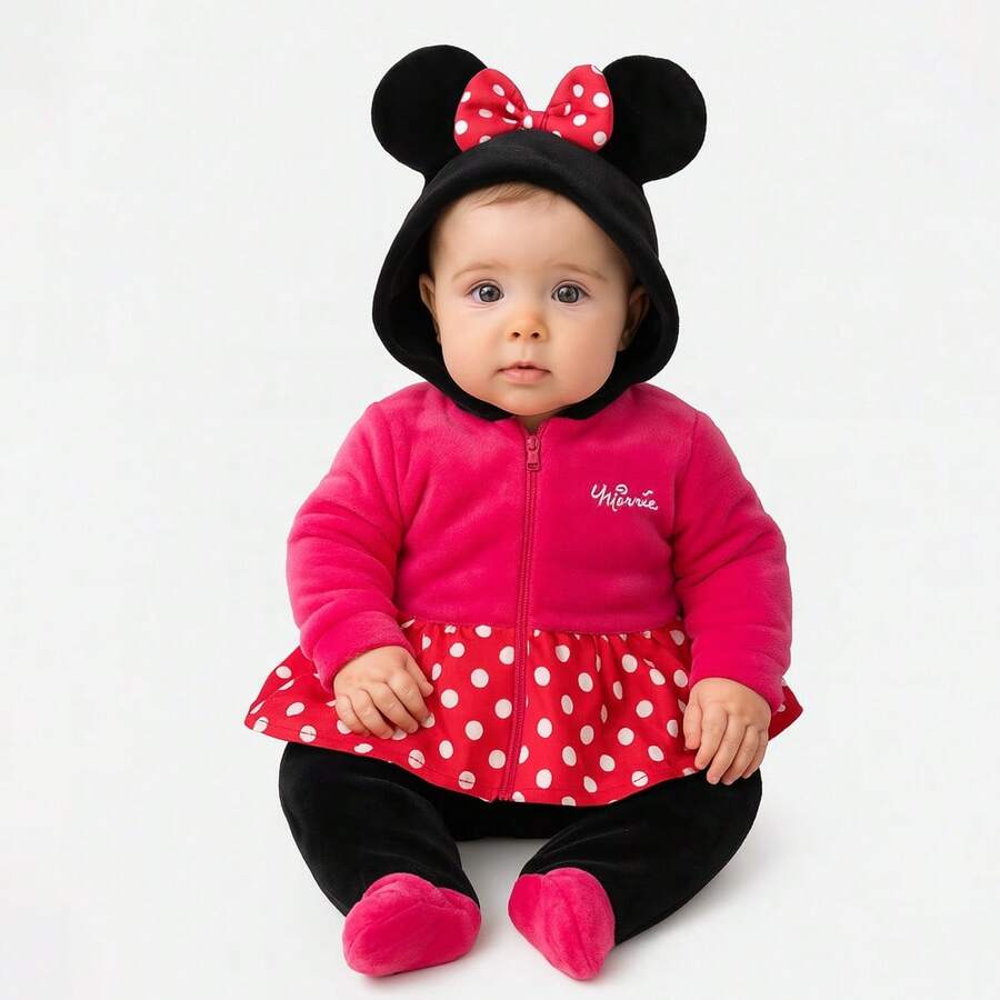 Mameluco para bebe con gorro bordado Disney - Rosa Fucsia - Ver 1