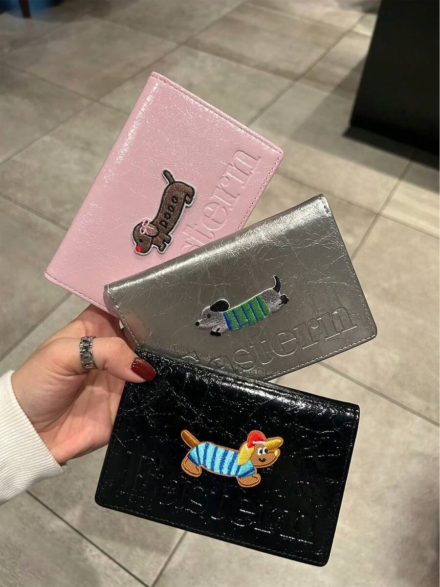 Estuche de pasaporte con diseño lindo de Dachshund, organizador de documentos de viaje multifuncional y compacto - Multicolor - Ver 1