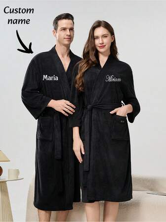 1 قطعة من الحمام الشخصي القابل للتخصيص للأزواج، بشكل موحد للرجال والنساء، رداء طويل بيجامات للارتداء المنزلي، زخرفي، شخصي، غرفة الشاي، المنزل، الحديقة، المكتب، للأعياد، عيد الحب، عيد الأم، أعياد الميلاد، حفلات الزفاف، مناشف الحمام ومناشف الاستحمام للصالون الجمالي، الفندق والرياضة، مستلزمات المنزل، مناشف، العناية بالبشرة