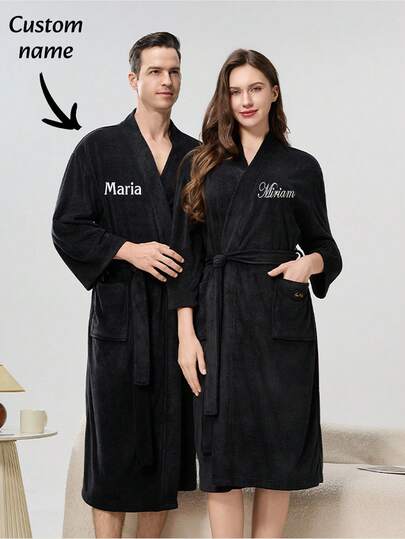 1PC Customizable Personalized Towel Bathrobe For Couples Bathrobe For Hotels, Beauty Salons, Same Style Bathrobe For Men And Women Long Robe Pajamas Home Wear, Ornamental, Personalized, Tea Room, Home, Garden, Office, For Anniversaries, For Valentine's Day, For Mother's Day, For Birthdays, For Weddings, Personalized, Tea Room, Home, Garden, Office, For Anniversaries, For Valentine's Day, For Mother's Day, For Birthdays, For Weddings, Bathroom Towels Shower Towels For Beauty Salon, Hotel Sports, Home Essentials, Towel, Skin Care