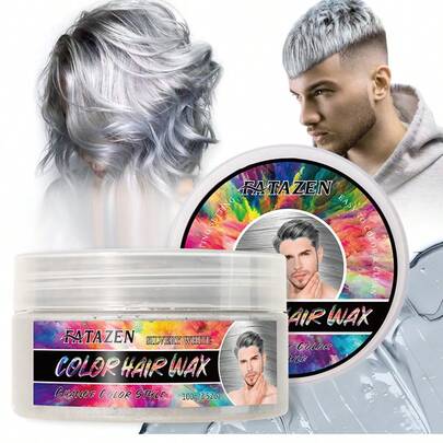 FATAZEN Cera per capelli temporanea argento grigia FATAZEN, argilla per capelli con tenuta forte per cosplay, feste a tema di Ognissanti e Natale, colorazione della barba, Crazy Hair Day, uso quotidiano, regalo della Festa del papà, prodotti per la cura e lo styling dei capelli da uomo