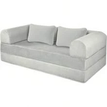 Naap Concept Sofá Cama Teddy Smooth Diseño Convertible Hecho 100% de Espuma Comodidad y Versatilidad 200x100x65 cm Silver - Plateado - Ver 1