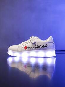 Rechargeable 7-Color Glowing Shoes For Kids Boys Girls, Light Up Casual Sneakers With Luminous Soles For Toddlers & Big Kids - White - View 2