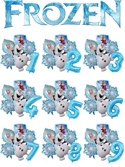 6 pezzi Set di palloncini digitali di Anna di Frozen per decorazioni di feste, palloncini in alluminio di Anna e Olaf per feste di compleanno, decorazioni natalizie con palloncini
