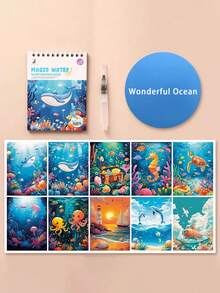 便携式 20 页水彩画册，螺旋装订素描本，含水彩颜料和画笔，创意艺术旅行伴侣，桌面装饰 - 彩色 - 查看 18