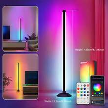 NBBUFF Đèn góc sàn 1 chiếc, đèn sàn LED đổi màu, đồng bộ nhạc, đèn chiếu sáng góc hiện đại có điều khiển từ xa và ứng dụng, chế độ DIY sáng tạo và chức năng hẹn giờ, đèn đứng thông minh LED cho phòng ngủ, phòng khách, phòng chơi game, trang trí Halloween và Giáng sinh, quà tặng sinh nhật. - đèn sàn - Xem 12