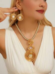 1 Bộ Dây Da Nhựa Nhôm Thủ Công Dệt Thời Trang Cổ Điển Thanh Lịch Tiệc Tiệc Ngày Lễ Bohemian Trung Đông Châu Âu Dây Chuyền Và Hoa Tai - Nhiều màu - Xem 19