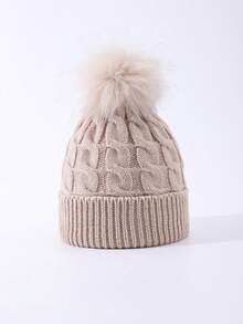 Women's Rhombus Pattern Casual Acrylic Knit Hat, Autumn/Winter