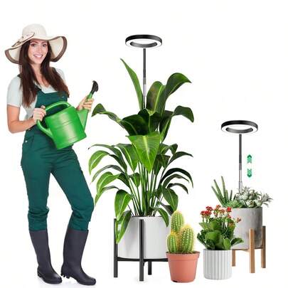 可伸缩高达 65 英寸的室内全光谱 LED 植物生长灯，带自动定时器和亮度调节，3 种颜色，适用于室内植物、办公室、客厅、花园、卧室