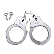 1Pc Simulation Plastic Handcuffs, Stage Performance Chief Catching Thief Role Play Props, Fun Party Game Supplies, Can Be Used As Birthday Gifts, Halloween, Christmas Party Game Props - Multicolor - View 4