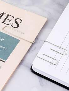 100/200/300pcs Metal Silver Paper Clips, Stainless Steel Bookmark Paper Clips Organizer, Office And School Supplies - Multicolor - View 3