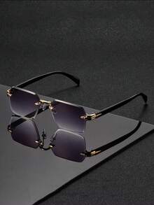 1pc Retro Solid Color Frameless Fashion Glasses, Unisex High-End Metal Rimless Glasses, Suitable For Vacation, Travel, Street Photography, Hiking, Parties, Concerts, And As An Ideal Gift