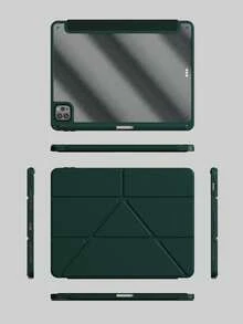 透明亚克力保护壳适用于 iPad Air 11 13 M2 2025 M3 支持多角度折叠 Y 形支架保护套适用于 A16 11th 2024 Air 5 Air 4 10.9 9th 8th 7th 10.2 5th 6th 9.7 10th Gen 2021 Pro 11 12.9 Mini6 7 带笔架，自动唤醒/睡眠-绿色 - 墨綠色 - 查看 8