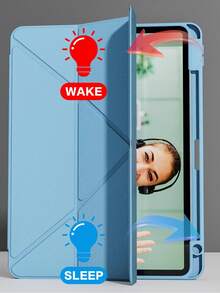 Transparent Acrylic Case Compatible With IPad Air 11 13 M2 2025 M3 Support Multi Angles Folding Y-Shaped Stand Cover Compatible A16 11th 2024 Air 5 Air 4 10.9 9th 8th 7th 10.2 5th 6th 9.7 10th Gen 2021 Pro 11 12.9 Mini6 7with Pencil Holder, Auto Wake/Sleep-Ice Blue - White Ice Blue - View 5