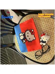 Sanrio 1 件 Hello Kitty 可爱卡通红蓝撞色猫手提包口红化妆盥洗用品收纳包学校文具生日礼物，适合圣诞节礼物、节日礼物、节日礼物指南