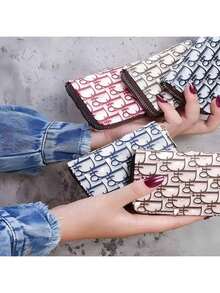 高端优雅三角形图案，3.75英寸*1.98英寸，多功能女士钱包、钥匙盒、口红包、小巧轻便、时尚、配饰包、零钱包 - 彩色 - 查看 2