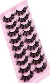 Eyelashes Mink Lashes Fluffy Natural Look False Lashes Wispy Full Eye Lashes 8D 20 Mm Long D Curl Strip Eyelashes Pack 10 Pairs Reusable Fake Eyelashes That Look Like Extensions By Goddvenus - ColorC - 查看 8