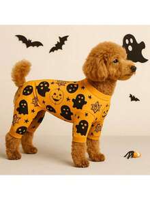Ropa nueva para mascotas para Halloween y Navidad, pijama de 4 patas con estampado de oso, ropa informal y cómoda antipelusa adecuada para perros pequeños como Corgi, Bulldog Francés, Teddy, para todas las estaciones