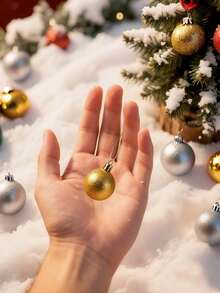 24pcs Multi-Color Christmas Tree Decorations, Flocked Ornament Balls For Home, Window Display, Christmas Decor