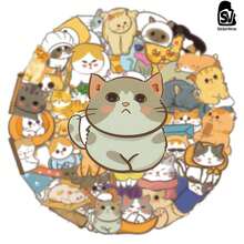 62 Stücke Weihnachts-Aufkleber, Cartoon-Katzen - Bunte Weihnachtsgeschenke, PVC-Aufkleber für Handyhüllen, Laptops, Wasserflaschen und unregelmäßig geformte selbstklebende Etiketten für Einweg-Weihnachtsdekoration