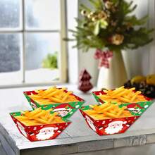 12/24pcs/Pack JULMELON Christmas Party Supplies, Christmas Food Trays, Paper Snack Trays, Disposable Christmas Buffalo Plaid Bowls, Winter Christmas Party Decorations - Multicolor - View 9