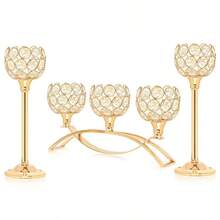 1pc 3-Arm/5-Arm Crystal Candle Holder, Decorative Centerpiece For Home, Wedding, Party, Halloween, Christmas, Anniversary