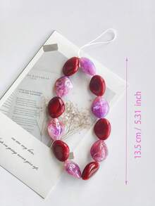 1 pieza Correa de teléfono, correa de cámara, colgante de auriculares de acrílico con cuentas y estampado tie-dye asimétrico (color de cuentas con estampado tie-dye aleatorio)