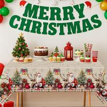 1 Piece Of Vintage Christmas Decorative Tablecloth, Merry Christmas Tablecloth, Vintage Santa Claus Table Decoration Tablecloth, Suitable For Christmas Home Decoration And Holiday Party Decoration