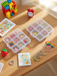 1pc Transparent 9-Grid Children's Accessory Storage Box, Girls Hair Accessory Organizer, Delicate Storage For Baby Hair Clips & Ties, Multi-Functional Hair Accessory Organizer - Multicolor - View 3