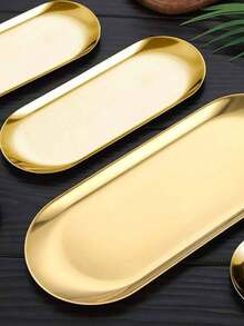 1pc Stainless Steel Steak Plate - Oval Tray For Fruits, Desserts, Snacks, Pasta, And More - Perfect For Home, Restaurant, And Party Dining