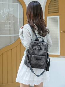 防盗复古PU软皮背包，多功能时尚日常包，多口袋轻便旅行包，大容量简约背包，便捷背包，适合学生、护士、教师、商务人士、旅行、商务、通勤、购物、办公、约会、徒步、训练、工作，生日礼物、节日礼物，背包 - 彩色 - 查看 10