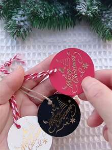 50 Stücke Weihnachtsgeschenkanhänger, fröhliche Weihnachten goldfolierte farbige Weihnachtsgeschenkanhänger, runde Weihnachtsgeschenkanhänger, Souveniranhänger, Feiertags-Geschenkkarten, perfekt für DIY Weihnachtsgeschenkverpackung und -beschriftung, Weihnachtsdekoration, Heimdekoration