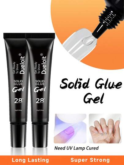 5 件/2 件/1 件软凝胶指甲胶固体指甲胶凝胶，需要灯固化浸泡胶水强力指甲胶凝胶用于丙烯酸指甲延长假指甲胶按压指甲用于凝胶果冻尖端，需要紫外线灯固化