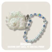 Funda protectora de estilo concha con proceso de enchapado para AirPods Series, Series y Series, compatible con AirPods 1/2/3/4/Pro/Pro2, FreeBuds 5i/6i/SE2/SE3/Pro3/Pro4/Clip y Galaxy Buds 3/Buds 3 Pro, diseñada para niñas con colgante de elemento