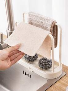 1pc Space-Saving Countertop Kitchen Organizer Rack, Kitchen Sink Organizer Tray With Drip Tray, Compact Sink Organizer Box With Quick Drainage Design, Easy Installation Without Drilling, Suitable For Storing Dishcloths, Sponges, Brushes, Soaps In Kitchen & Bathroom - Multicolor - View 7